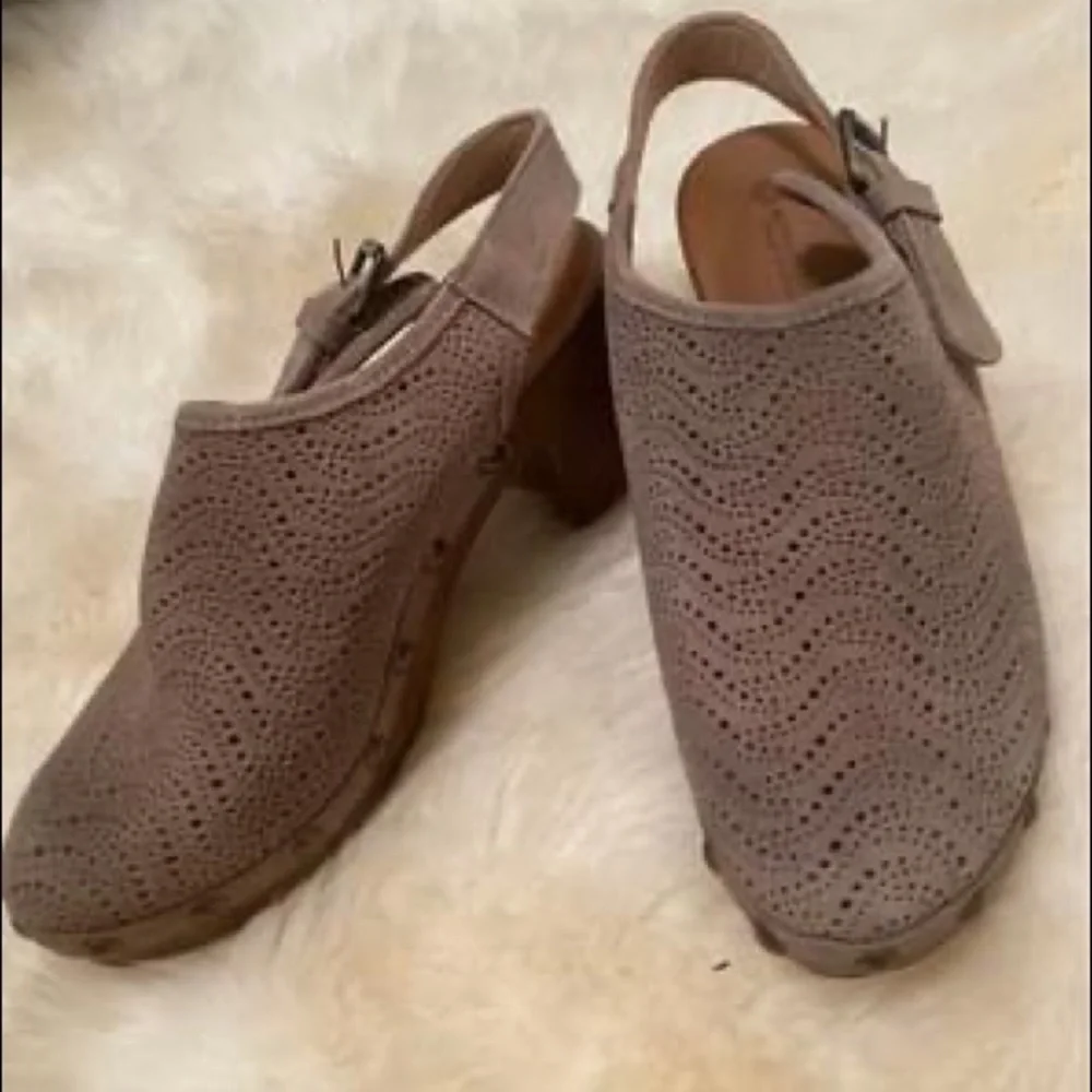 Eric Michael | Women's Brown Embellished Studded Lasercut Julia Clogs Heels